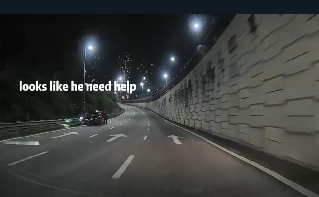 A car stopped by the roadside.