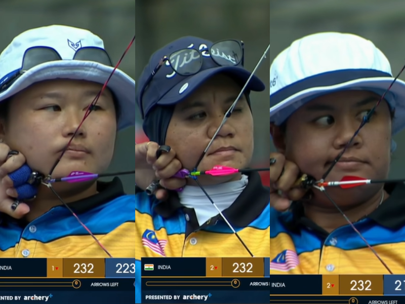 Fatin Nurfatehah Mat Salleh, Saritha Cham Nong and Ng Sui Kim bags gold medal in archery for Malaysia!