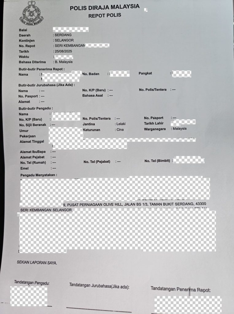 He went to the police headquarters to file a report about the scam