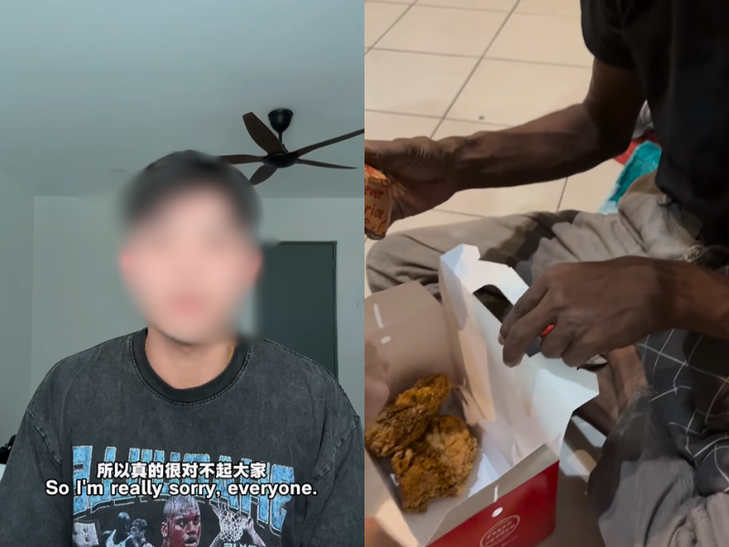 Content creator, apologising in his video, emphasising that they've given the man a full meal after the video. 