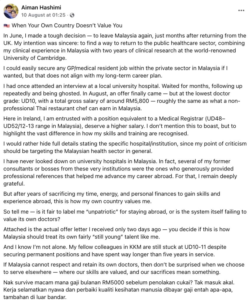 aiman hashimi doctor salary malaysia irelend