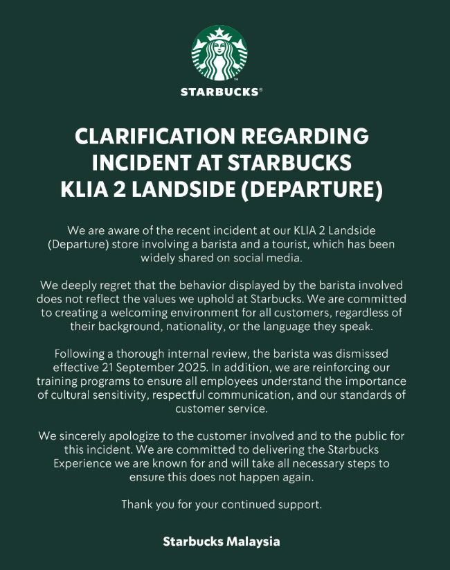 Starbucks issues an official clarification. 