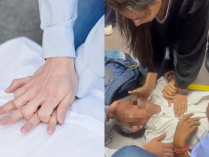 A woman was doing CPR on an unconscious man at KLIA Terminal 2