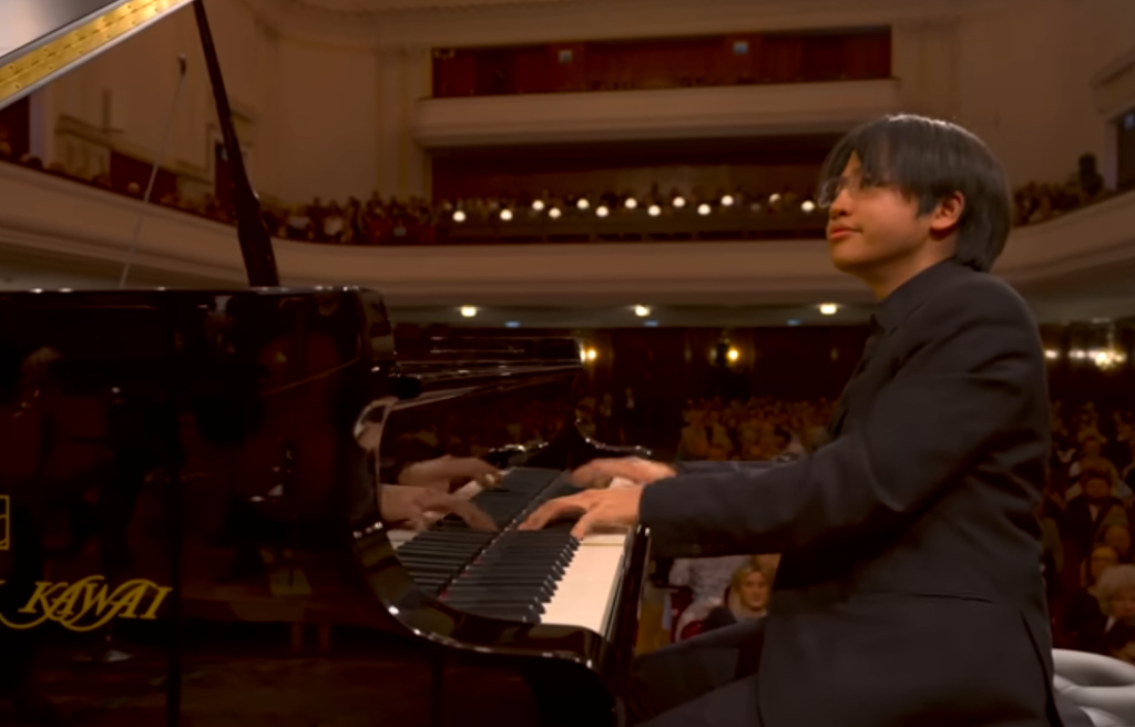 Screenshot from the video shows Vincent Ong was performing intently