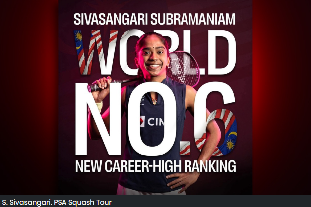 S. Sivasangari is now ranked world No.6 in her squash career after success at the Silicon Valley open