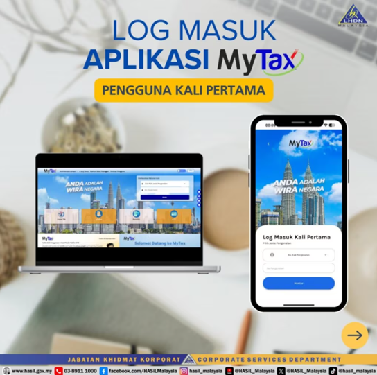 The page for first-time users of the MyTax portal application