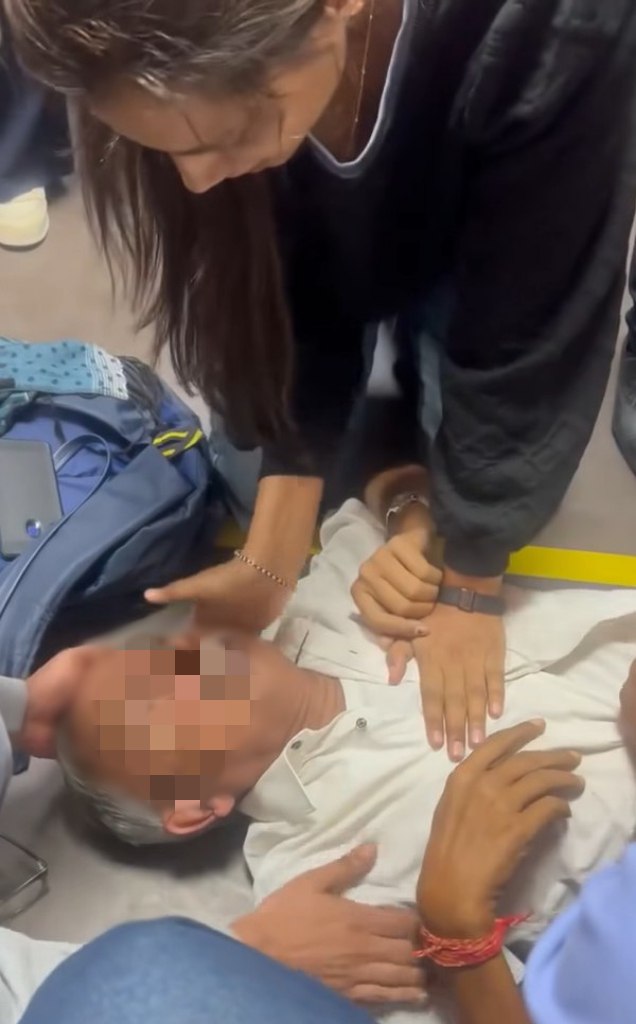 Screenshot from the video shows that the woman was doing CPR on the unconscious man at KLIA Terminal 2