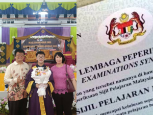 57yo M'sian dad joins son in sitting for SPM, inspiring shared academic journey