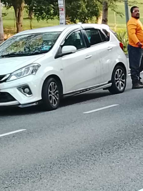 Bloodstains seen on the side of the car.