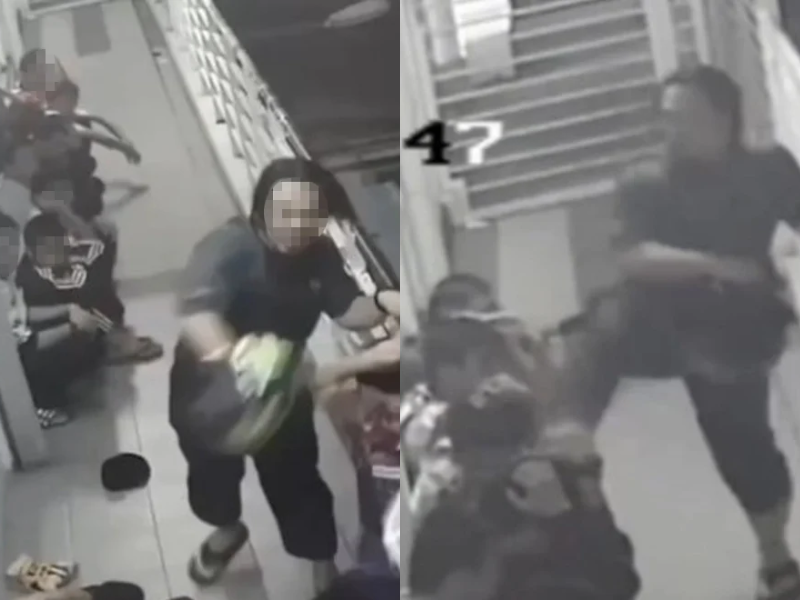 A man was continuing to assault the students who appeared frightened