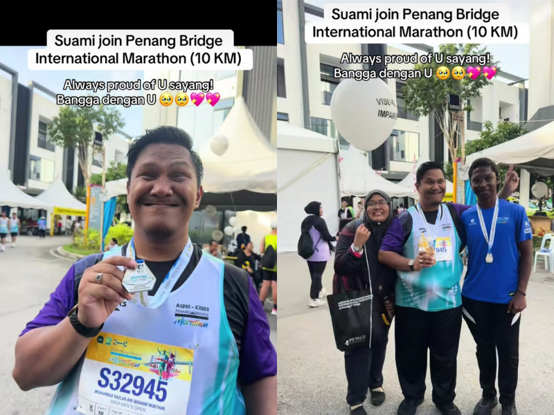 Rangga holds his medal with a broad smile
