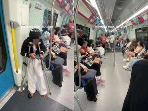 M'sian girl on crutches left standing in MRT, triggering various views from netizens