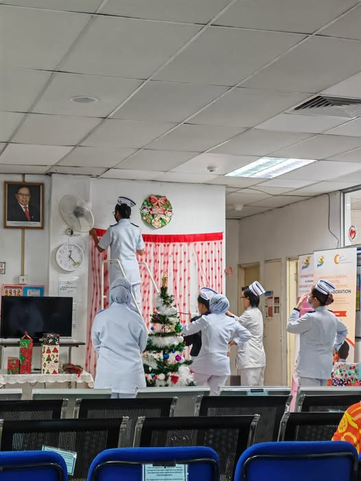 The nurses were decorating the hospital
