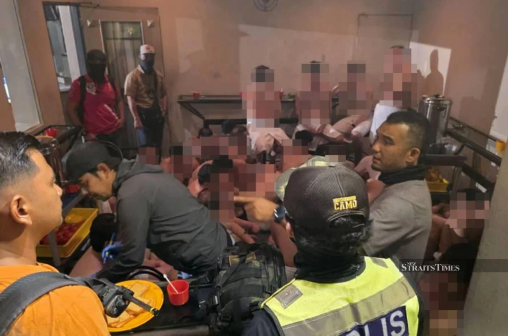 A total of 208 people were detained during a raid at a health centre used as a location for homosexual activity