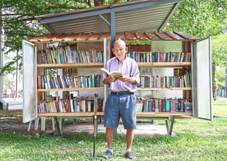 He hopes that his dedicsstion and passion by making books accessible to the public can encourage them to read. 