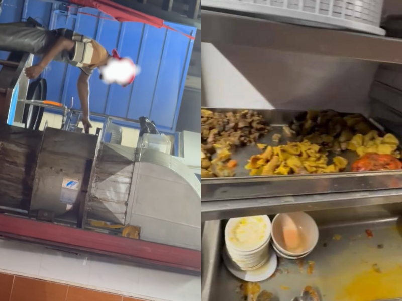 Mamak in Seremban seen washing leftover meat & vegetables, allegedly to be cooked the next day