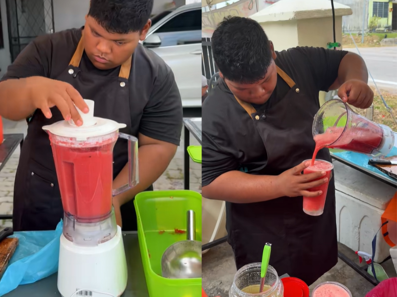 Heartwarming: Johor teen with learning disability runs ‘pay-as-you-please’ watermelon juice stall