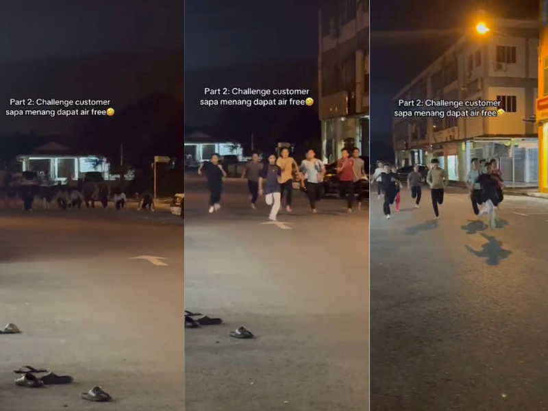 Café in Kuching steals spotlight by getting customers to race their staff for free drinks