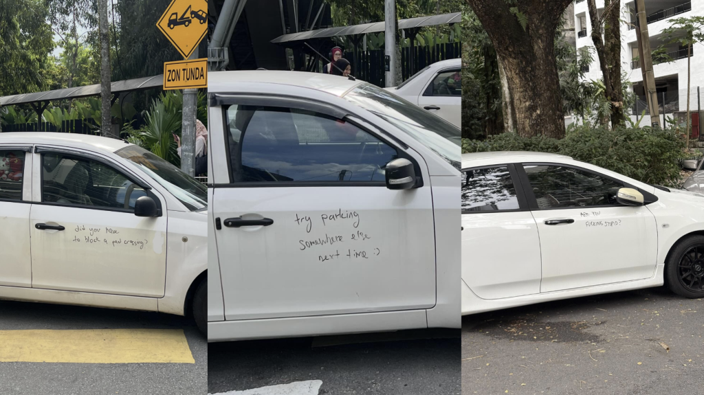 car parked irresponsibly in tow zone