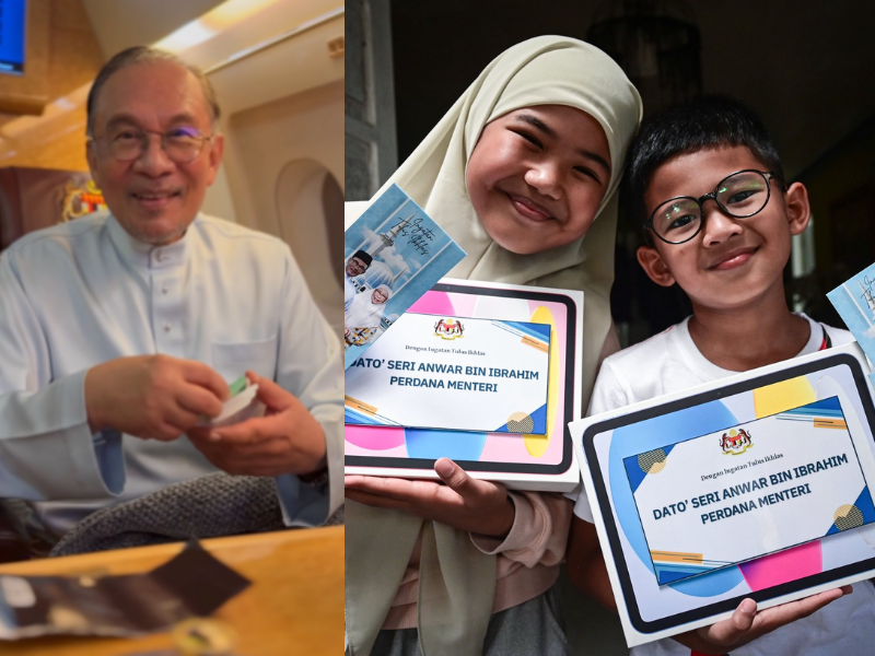 Heartwarming moment as RM7 Duit Raya from kids turns into surprise iPads from PM Anwar Ibrahim