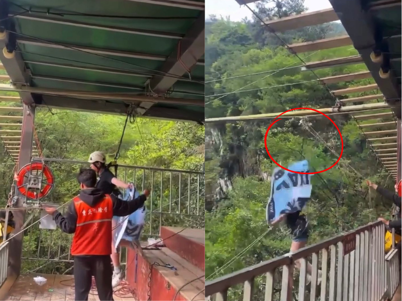 Tragedy at China’s cliff swing: 16yo woman dies after safety rope snaps despite warnings