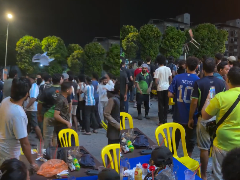 Argentina’s World Cup win ends in chaos as football fans brawl at Johor mamak
