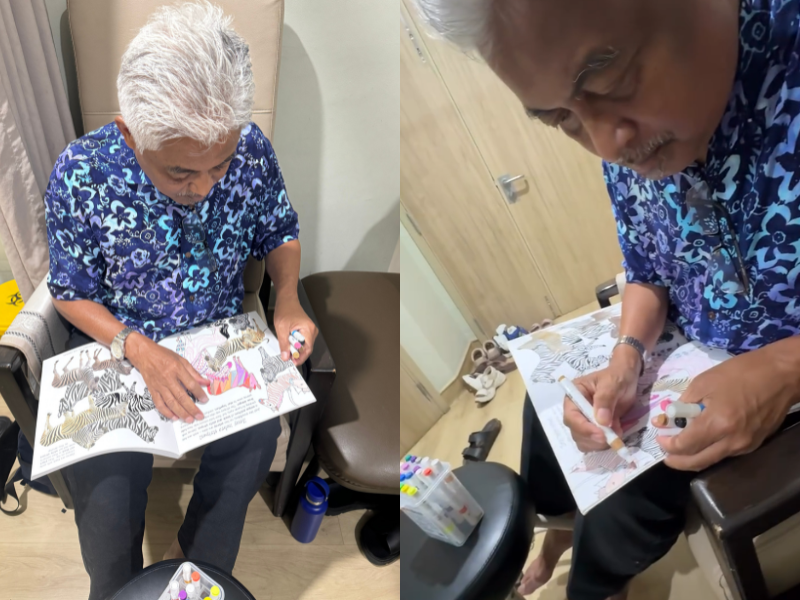 TikTok-addicted dad gets a colouring book from family to reduce his screen time