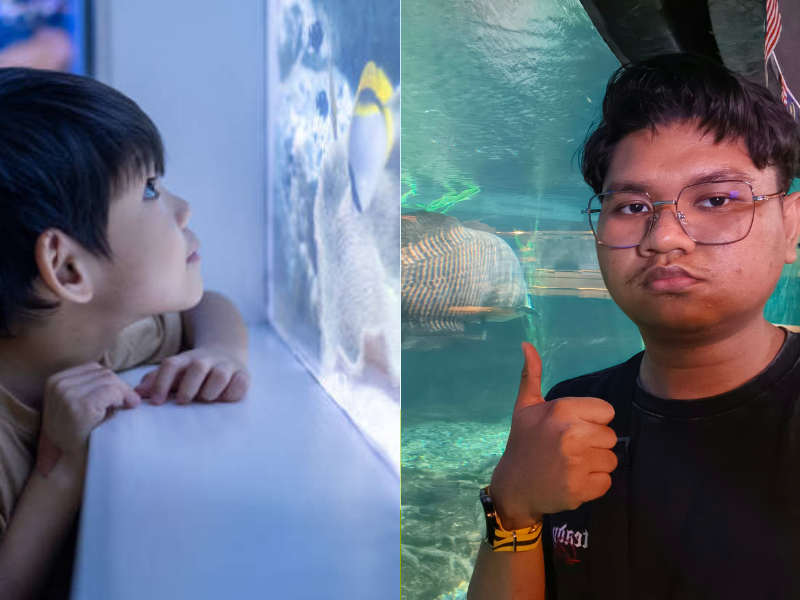 Brave msian man saves kid who nearly fell into a pool at Aquaria KLCC