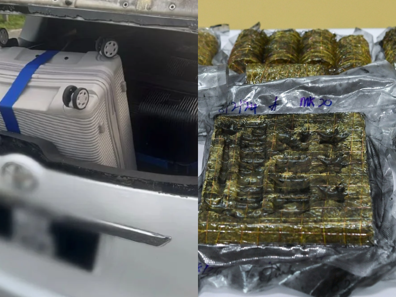 Police find 4 suitcases of marijuana after driver flees car crash