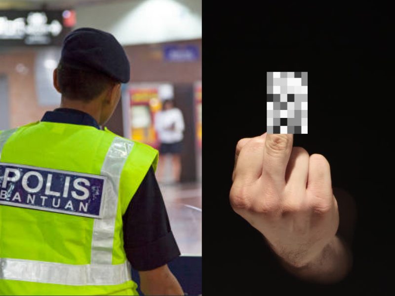 Angry M’sian woman flips middle finger & kicks police officer after parking dispute